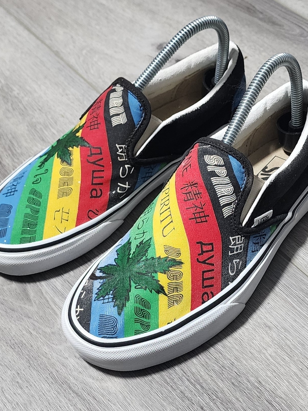 Vans Classic Slip On Spirit Custom Painted Weed Shoes Womens Size 8.5